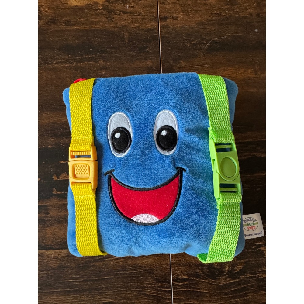 Buckle Toy Boomer Square Blue Sensory Plush Toddler Travel Activity Zipper Toy